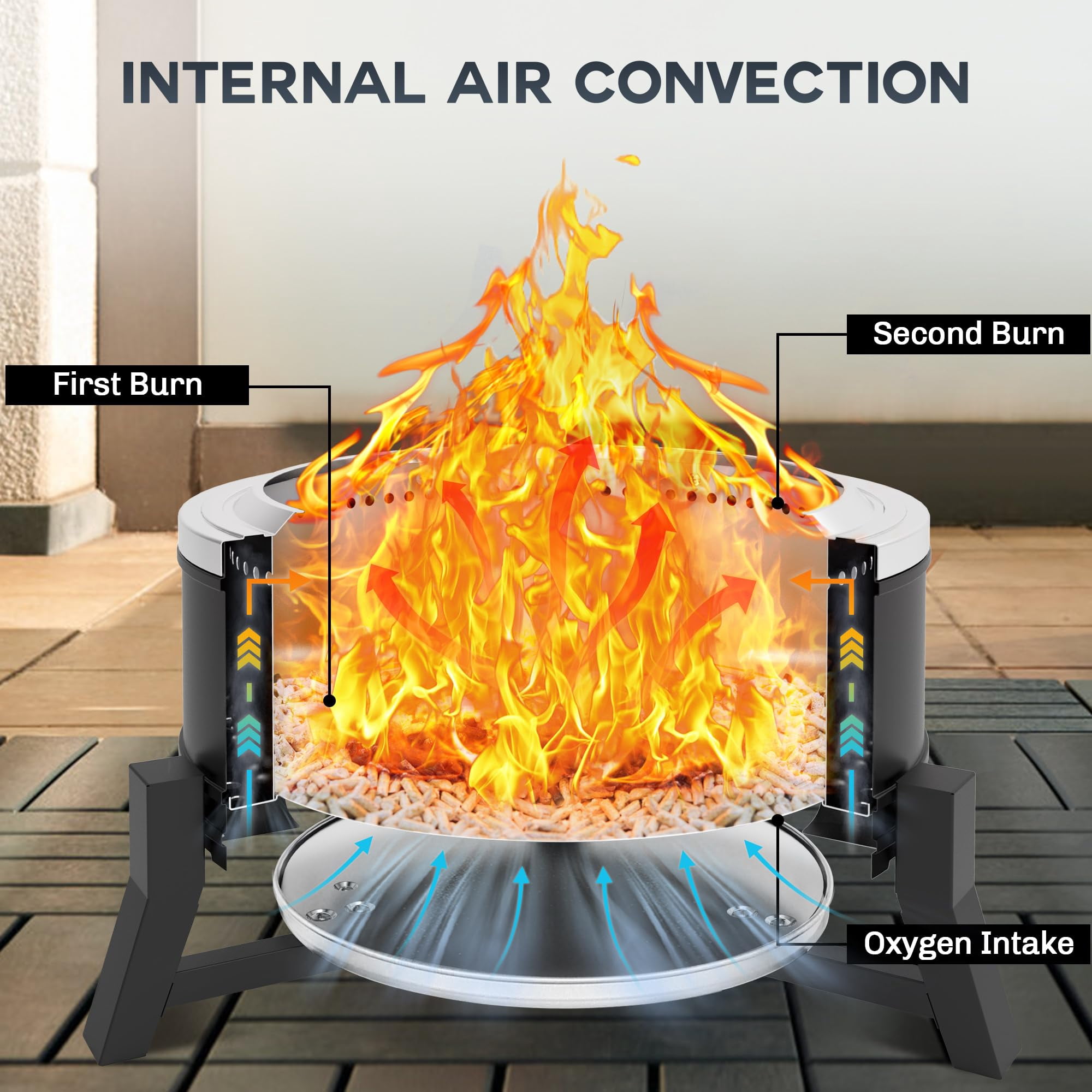 BALI OUTDOORS 22 Inch Smokeless Fire Pit Portable Wood Burning Firepit for Patio and Camping