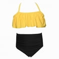 thumbnail image 4 of mgoYE Swimsuit for Girls 8-10 Girls Bikini Set 2 Piece Swimsuit - Beach Sports Bathing Suit Scoop Neck Adjustable Straps Padded Kids Teen(Yellow,9-10 Years), 4 of 9