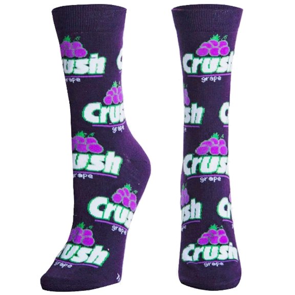 Crazy Socks for Women, Grape Crush Soda, Funny Colorful Prints, Medium