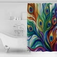 thumbnail image 2 of Abstract Peacock Feathers Shower Curtain, 48" x 72", Colorful Oil Painting Art Waterproof Bathroom Curtain Washable Shower Curtain Set with 12 Hooks, 2 of 6