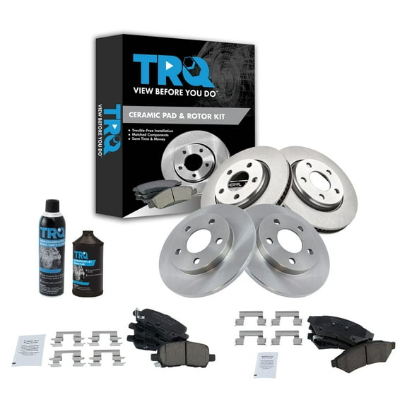 TRQ Front & Rear Ceramic Brake Pad & Rotor Kit & w/Chemicals BKA17966 Fits select: 2006-2007 BUICK LACROSSE, 2005 BUICK ALLURE