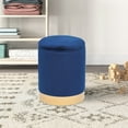 thumbnail image 2 of Homebeez Velvet Round Storage Ottoman,Upholstered Round Ottoman with Storage Round Footstool Makeup Vanity Stool,Blue, 2 of 5