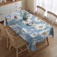 thumbnail image 2 of Lightblue Daisy Flower Green Leaves Pattern Rectangle Tablecloth 60"x84",Waterproof Polyester Rectangle Table Cloth, Wipeable Spillproof Polyester Tablecloth for Dining, Camping, Indoor and Outdoor, 2 of 5