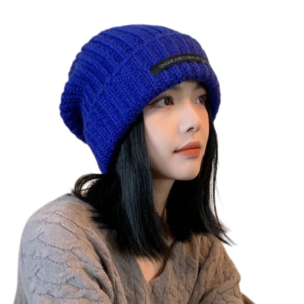 Minnieouse Gorro de punto para hombre y mujer, gorro de senderismo portátil y transpirable para estudiantes, gorro cálido elástico a la moda para Sombreros Azul Minnieouse AP013126-02
