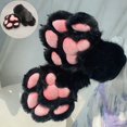 thumbnail image 7 of Byfri Black Furry Cat Paw Full Finger Mittens, Plush Animal Gloves for Themed Festivities, Black 32x24cm, 7 of 7