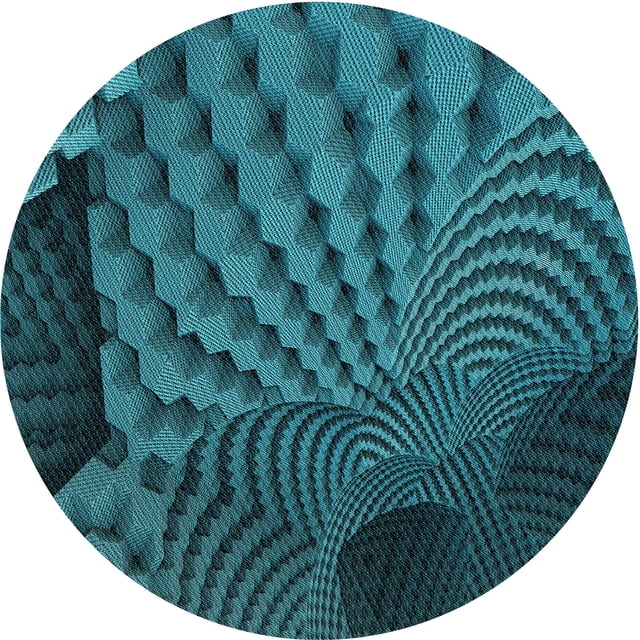 Ahgly Company Tapis Rond Lavable en Machine Intérieur Transitionnel Turquoise Foncé Vert, 3 Pieds Rond