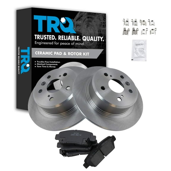 TRQ Rear Brake Pad & Rotor Kit Brake Pads Brake Rotor Ceramic Fits Select 1995-1999 Toyota Avalon
