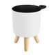 thumbnail image 2 of Maceta redonda con patas de madera para interior y exterior. Blanco M, 2 of 9