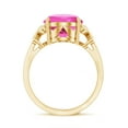 thumbnail image 2 of Rosec Jewels Oval Created Pink Sapphire Solitaire Ring with Diamond for Women - 10X14 mm, 14K Yellow Gold, US 12.00, 2 of 9