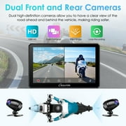 Carpuride Motorcycle HD Dual 1080P Dash Cam, Wireless Apple CarPlay & Android Auto Wire Control, Horizontal Vertical Rotation 7 Touch Screen (712D)