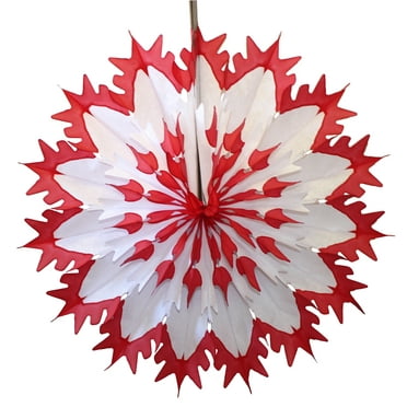 3-Pack Devra Party 19 Inch Tissue Paper Snowflake Decoration, Red Tip
