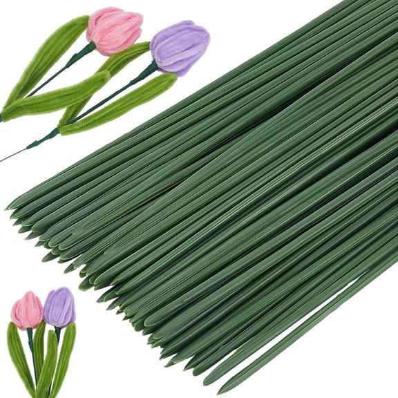 100Pcs 16 Gauge Flower Stem Wire 2mm Green Metal Flower Stems Bulk 20CM/7.87 Inch Iron Stalk Florist Wire for Flower Arrangements