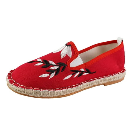 QYZEU Platform Sneakers for Women Womens Casual Slip on Shoes Women s Casual Flat Shoes Round Toe Single Shoes Casual Women s Single Shoes Womens Casual Shoe Red 39
