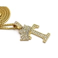 thumbnail image 4 of Stone Stud Allover Tilted Crown Initial T Pendant w/ 3mm 24" Cuban Chain Necklace, Gold-Tone, 4 of 4