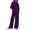 Purple plus size 2 piece outfits a1, variant on Cagogo Women Plus Size 2 Piece Short Sleeve T Shirt Set Casual Wide Leg Pants Lounge Outfits Solid Round Neck Tops Comfy Summer Cruise Airport Travel Clothes, Green S
