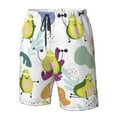thumbnail image 5 of Kll Orange Green Avocado Men'S Casual Summer Beach Shorts Hawaiian Shorts With Pockets-X-Large, 5 of 9