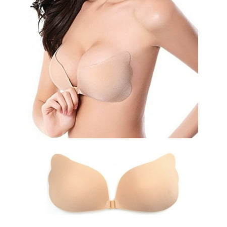 Spencer Women's Strapless Push Up Invisible Sticky Bra Silicone Reusable Self Adhesive Backless Bra for Dress Halter 