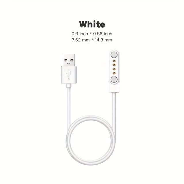 CNKOO Smart Watch Magnetic Fast Charging Cable - USB to 4-pin Connector Compact and Durable Perfect for Travelers Black 23.62inch Wire Length Magnetic Design. Available in 7.62-14.3m