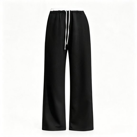 DLIDG Wide Leg Sweatpants for Women Drawstring High Waisted Sweatpants Plus Size Casual Loose Baggy Pants Comfy Soft Palazzo Pants Fleece Lined Lounge Workout Trousers with Pockets Black L