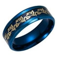 thumbnail image 3 of Wedding Rings Men & Women. 8mm Blue Tungsten Wedding Band Gold Dragon Inlay, 3 of 4