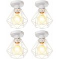 thumbnail image 2 of 4x Stoex Lámpara de Techo Iluminación Industrial Vintage Diseño Retro Jaula de Diamantes de Hierro Forjado, Lámpara de Techo de Metal E27 para Cocina, Salón, Dormitorio (Blanco), 2 of 6