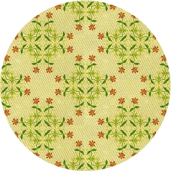 Ahgly Company Indoor Round Patterned Cookie Brown Area Rugs, 4' Round