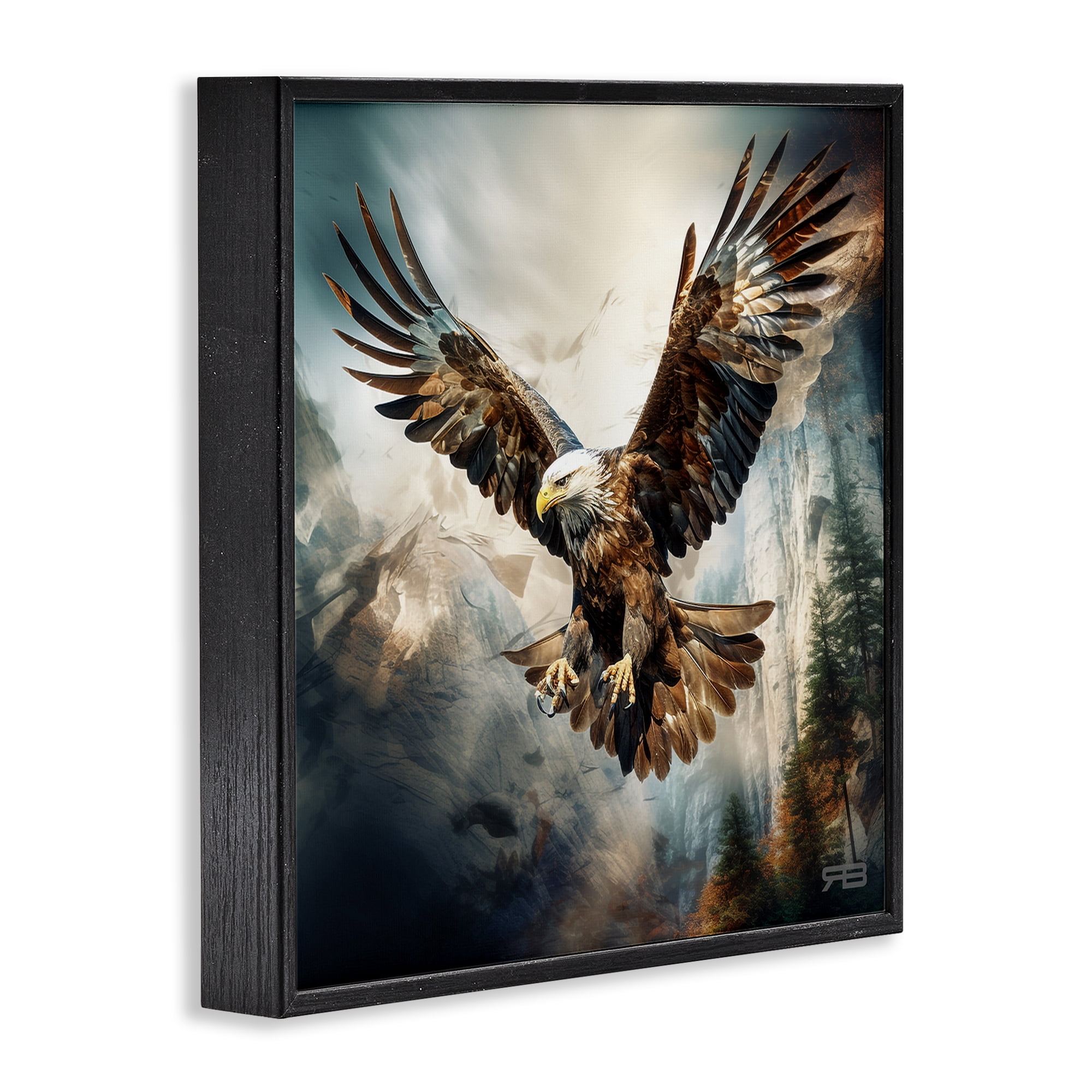Stupell Industries Intense Eagle Spreading Wings Animals & Insects Painting Black Framed Art Print Wall Art, 12 x 12