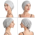 thumbnail image 2 of Women Under Scarf Hat, Islamic Muslim Turban Hat, Hijab Cap with Tie-Back Closure, Bonnet Hat Headwear for Cancer, 2 of 7