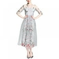 thumbnail image 1 of Robes de Soirée pour Femmes Manches Mi-Longues Magnifiques en Maille Transparente Brodée Robes Longues Bohémiennes, 1 of 9