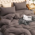 thumbnail image 4 of PURE ERA Duvet Cover Set Jersey Cotton T-Shirt Cotton Ultra Soft 3Piece Bedding Set 2pc Pillowcases (King, Brown), 4 of 5
