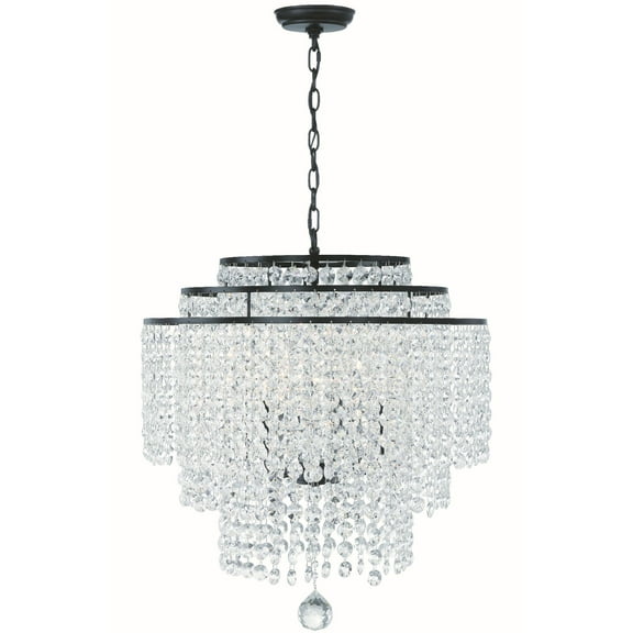 GAB-B7305-MK-Crystorama Lighting-Gabrielle - 6 Light Chandelier-Matte Black Finish    -Traditional Installation