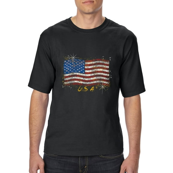 Artix - Big Men's T-Shirt - American Flag USA in Gold