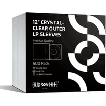 Hudson Hi-Fi Flexible Archival-Grade Vinyl Record Outer Sleeves, 500 Pack, Crystal Clear, Anti-Static, Acid-Free