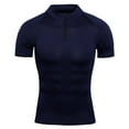 thumbnail image 2 of CHUOU Men's Solid Color Zipper Fitness Short Sleeve Sport Tight T Shirt, 2 of 3