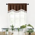thumbnail image 1 of Feltree Elegant Fringed Window Curtains Patterned Rod Panels Stylish Short Drapes for Home Decor, 1 of 7