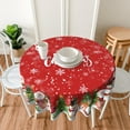 thumbnail image 6 of Merry Christmas Round Tablecloth 60 Inch Funny Santa Snowman Reindeer Table Cloth for Kitchen Dining Xmas Trees Winter Snowflakes Polyester Table Cover for Holiday New Year Picnic Decor, 6 of 6