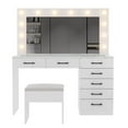thumbnail image 2 of Ktaxon Large Makeup Vanity, Get Ready with Me GRWM Vanity Table Set w/ Visible Glass Top w/ Charging Station, White, 2 of 10