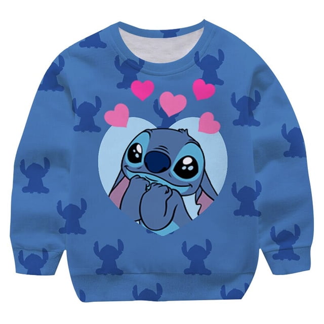 1-14 años niños niñas Stitch cuello redondo manga larga Hip Hop sudaderas niños ropa imprimir sudaderas con capucha Otoño Invierno Pullovers14T Gao Jinjia LED