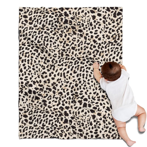 Black and Tan Leopard Print Blanket,Comfortable Soft Flannel Throw Blanket,All Season,Warm Lightweight Blankets for Sofa Bed Couch Living Room Chair,30"x40"