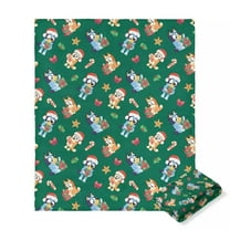 Bluey and Bingo Christmas Presents Green Holiday Silky Soft Blanket Throw