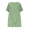 thumbnail image 4 of Htigea Clearance Women's Summer Casual Sleeveless Romper Loose Spaghetti Strap Overalls Shorts Jumpsuit with Pockets 2025 Clothes Clearance Sale Green,M, 4 of 7