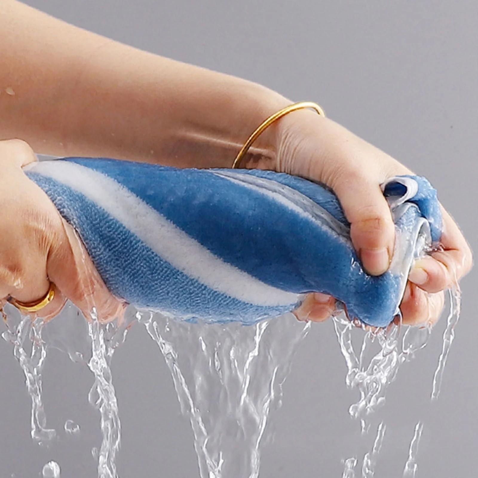 FXMLRLK 8 Pcs Blue Stripe Bath Towel Set，Ultra Soft Bath Towel Microfiber, Highly Absorbent | Quick Dry Towels for Bathroom, Spa, Gym