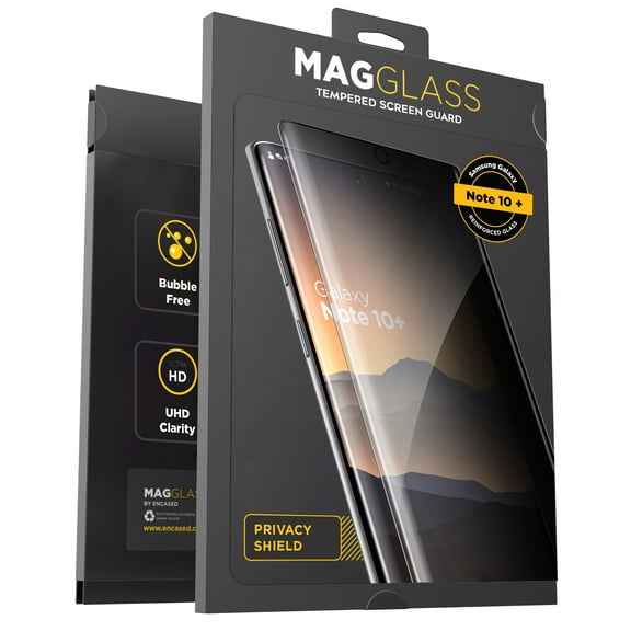 Magglass Galaxy Note 10 Plus Privacy Screen Protector - Anti Spy Fingerprint Resistant Tempered Glass Guard for Samsung Note 10  (Case Compatible)