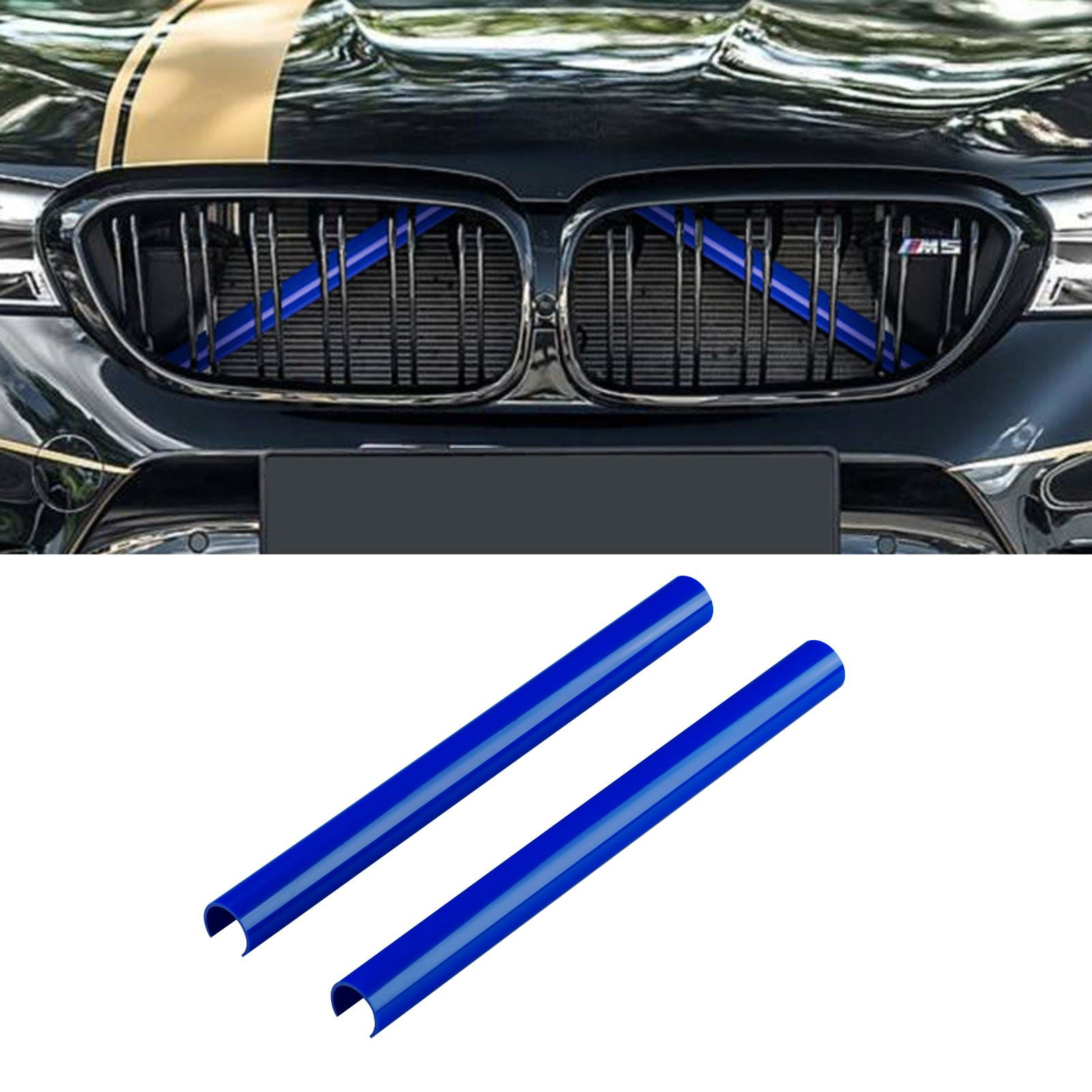 2 Pieces Front Grille Insert, Blue Grill Stripes Bimmer Grill Inserts