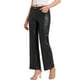 thumbnail image 4 of Pantalones de cuero rectos negros para mujer con cintura alta y bolsillos, 4 of 6