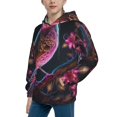 thumbnail image 2 of Fotbe Glowing Leaf Bird Pattern Youth Pullover Hooded Sweatshirt, Boys Hoodie, Kangaroo Pocket Hoodie for Kids Girls -, 2 of 6