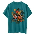 thumbnail image 6 of PNTUTB Women's Floral Pattern Short Sleeve Round Neck Drop Shoulder Sleeve T Shirt Comfortable Top, 6 of 6