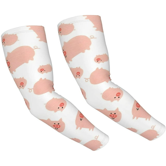 Pink Pig Manches Rafraîchissantes pour Hommes et Femmes Manches Extérieures Athlétiques Protection Solaire UV Manches de Football en Soie Glacée pour Course