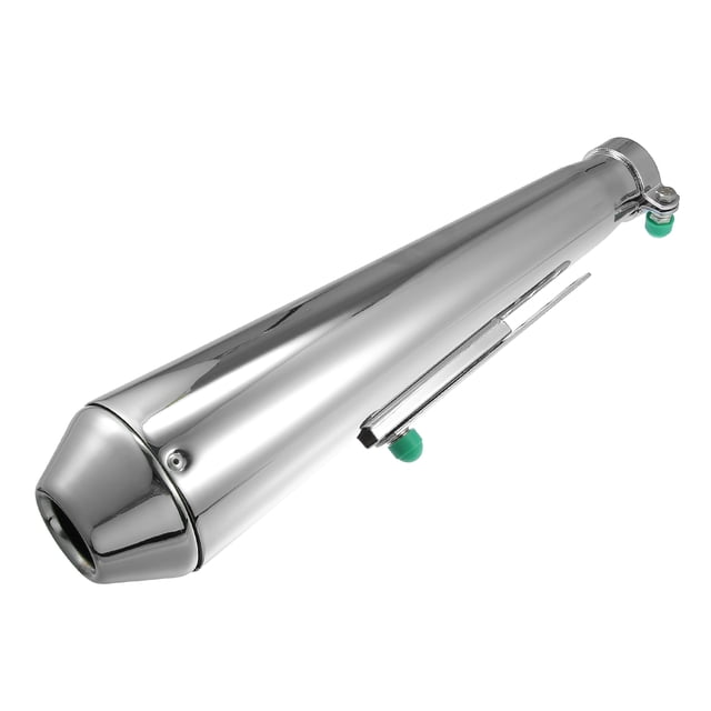 Tubo de escape de motocicleta Unique Bargains 1,42'' entrada silenciador Tono cromado de Acero inoxidable