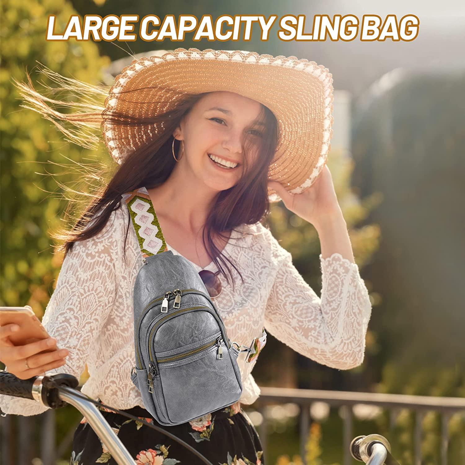 Sling Bag for Women PU Leather Sling Bags for Women Crossbody Fashion Sling Backpack Multipurpose Chest Bag for Women